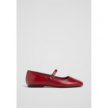 Rote Stradivarius Ballerinas mit Riemchen 36