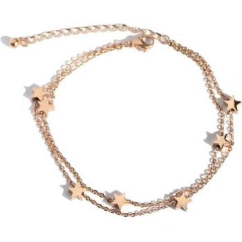 YUN RUO Elegant Rose Gold Anklet for Women
