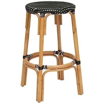 Taburete de Bar Trecia de Ratán 40x40cm Negro y Blanco