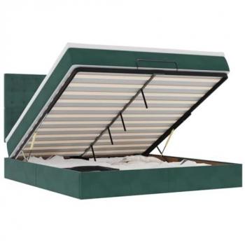 Lit Vert Foncé Ottoman avec Cadre & Matelas 160x200 cm