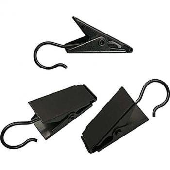 10 Pcs Black Curtain Clip Hooks with Silver Stainless Steel