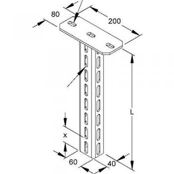 Barra Sospesa a U Niedax 60×40×800mm (Zincata)