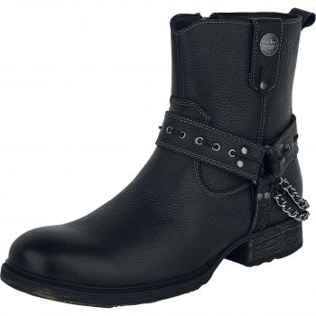 EMP Rock Rebel Motorbike Boots – Bottines noires, Sangles & Chaînes, EU 41-46, Hommes