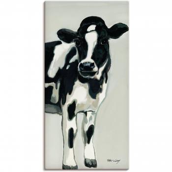 Outdoor Wandbild ARTLAND Kuh, schwarz, 75x150 cm