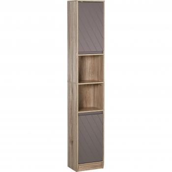 HOMCOM Grey and Oak Brown Bathroom Cabinet