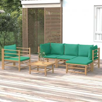 VidaXL 6 Piece Outdoor Lounge Set with Green Cushions Bamboo