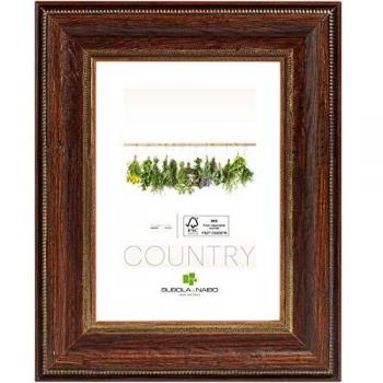 Cornice per foto di dimensioni 10x15 cm, marchio Inspire, realizzata in legno certificato FSC e finish noce/oro opaco