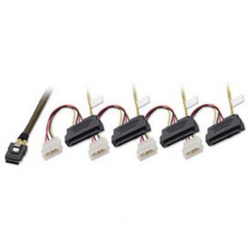 SFF‑8087 zu 4x SFF‑8482 LINDY 33477 SATA/SAS Kabel mit 5,25 Zoll Power – 1 m