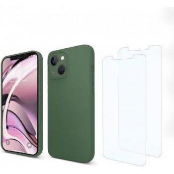 Couvercle vert antichoc iPhone 13 Mini + double vitre de protection