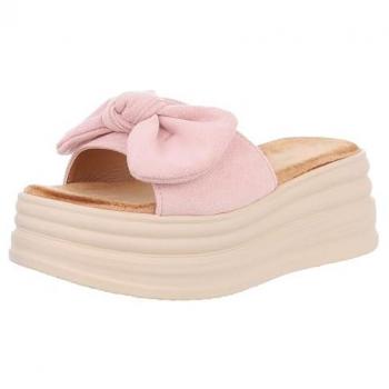 Plateau‑Sandale beige mit Schleifen‑Akzent (Ital Design)