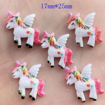 Kawaii Rainbow Glitter Resin Cabochons for Bows