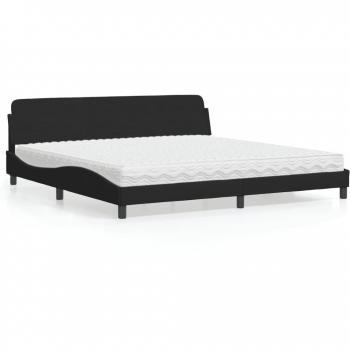 VidaXL Samt Bett mit Matratze Schwarz 200x200 cm