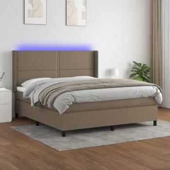 Boxspringbett mit Matratze & LED-Beleuchtung Taupe 180x200 cm Stoff