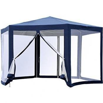 Outsunny Polyester Pavillon blau 6-eckig