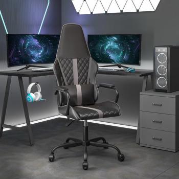 Gaming-Stuhl Schwarz und Grau Kunstleder Vidaxl