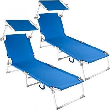 Chaise longue bain de soleil en aluminium pliable avec parasol pare soleil (Vert)