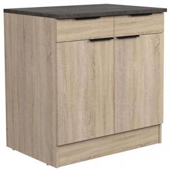 Arko Moderno con Estilo Industrial: Módulo Inferior 80×86×60, Roble y Negro