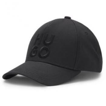 HUGO „Jude-Stacked“ Cap – schwarz, 50533409, 3D Logostickerei, verstellbar