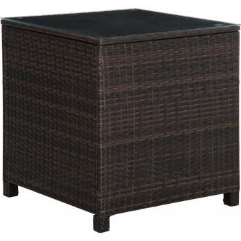 Outsunny Rattan Garden Side Table: Weather-Resistant Frame with Tempered Glass Top