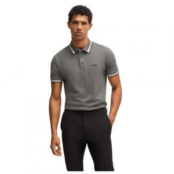 Boss Polo droit – Coton biologique – Couleur grise – Taille X-Large