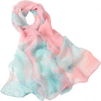 Bufanda de Seda y Gasa con Estampado Floral para Mujeres