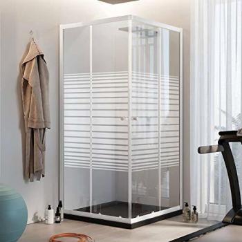 Duschkabine Weiss mit Milchglas 185 cm hoch