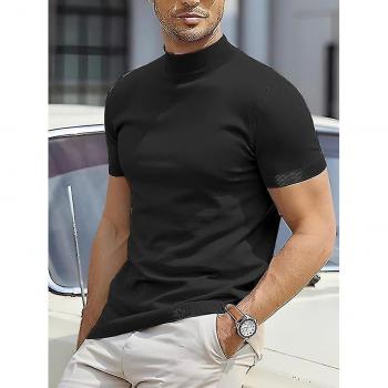 Camiseta Moderna para Hombre con Cuello en V Corte Básico Negro XL