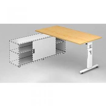 Schreibtisch T-Fuß 160x80cm Ahorn/Weiß