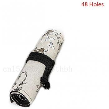 Peony Canvas Roll Pen and Makeup Bag 48 Holes