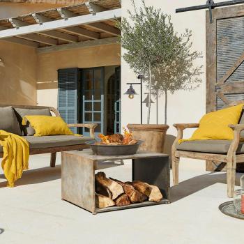 Brasero Rivolet en gris vieilli (60 x 60 x 45 cm)