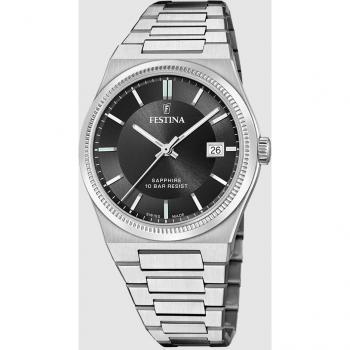 Festina Quarzuhr Festina Herrenuhr Edelstahl silber, (Analoguhr), Herren Armbanduhr rund, Edelstahlarmband silber, Elegant
