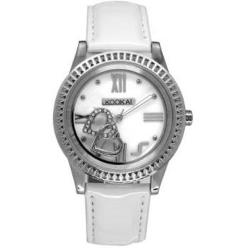 Cadran Blanc Kookaï : Montre Femme Quartz Analogique – Bracelet Cuir Blanc (KO 037/BB)