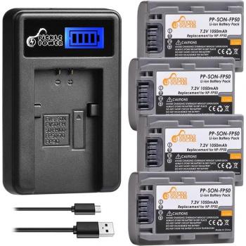 Dual Battery & Charger NP-FP50/FP51 con Pantalla LCD para Sony HC30, HC20