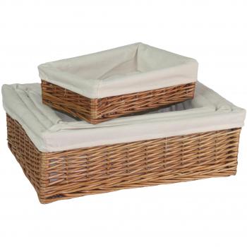 Steamed Wicker Hamper Collection of 4, Red, Wood Brown Finish