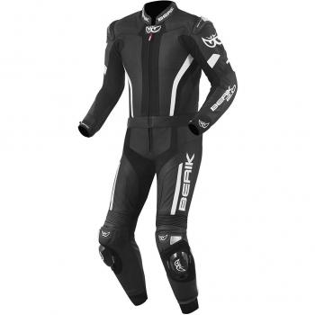 Set Abito Moto Berik Losail in Pelle Nero/Bianco 52