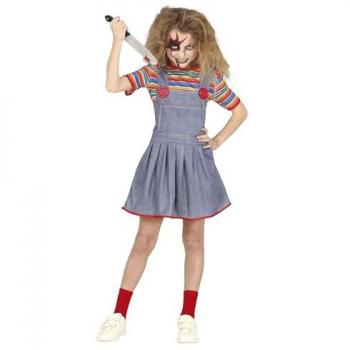 Ensemble Déguisement Chucky fille 7-9 ans – Couleur bleu marine