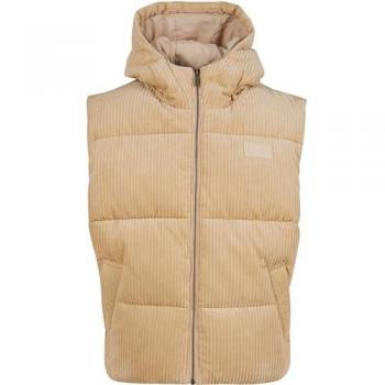 Rubber Signature Cord-Gewebe Puffer Weste von Karl Kani in Beige, Größe L