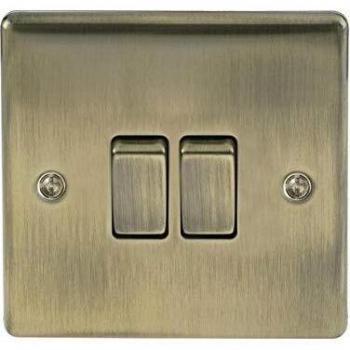Antique Brass Double Light Switch, 2-Way