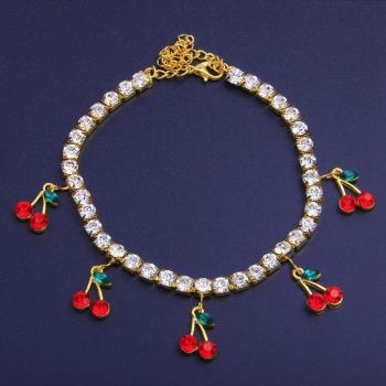 Summer‑Strass‑Fußband „Cherry Breeze“