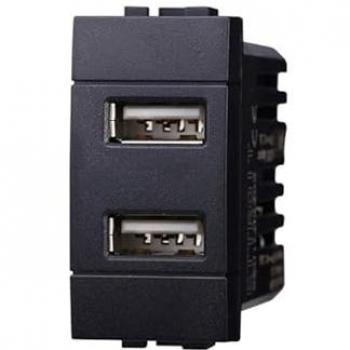 Caricatore Doppio USB Type-A 5Vdc 2.1A BTicino Livinglight Nero