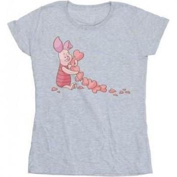 Camiseta mujer Disney, Winnie the Pooh y Piglet, cadena de corazones algodón
