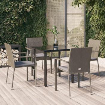 Set de muebles de jardín 5 pzas con cojines de ratán sintético