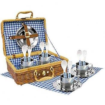 Tachan Set Picnic Vichy En Cesta De Mimbre