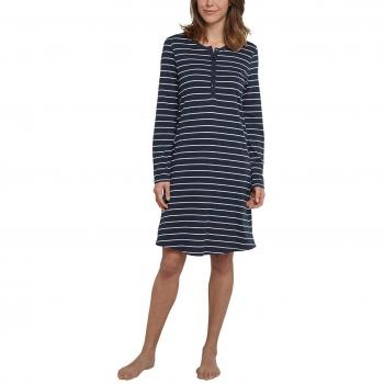 SCHIESSER Damen Nachthemd 95 cm Sleepshirt 1/1-Arm Knopfleiste Ringel