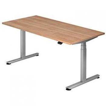 Elektrischer Sitz-Steh-Schreibtisch 160x80 cm Nussbaum/Silber