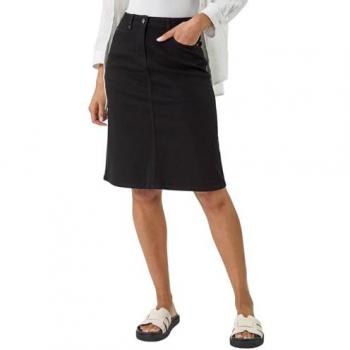 Cotton Denim Stretch A‑Line Skirt (Black) – Size 12