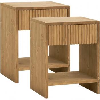 Decowood Set de Dos Mesitas de Noche con Cajón en Roble Medio (60×40 cm)