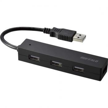 Buffalo BSH4U055U2BK USB‑hub, 4 poorten, zwart, met Nintendo‑compatibiliteit