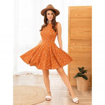 ISSA Plus L Terra Cotta Polka Dot Dress