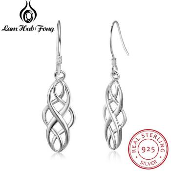 Pendientes de plata 925 trenzados, 21mm, colgantes para mujer, joyería de aniversario